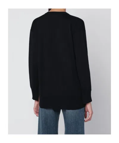 Roberto Collina Wool V-neck Sweater Long Sleeves In Black