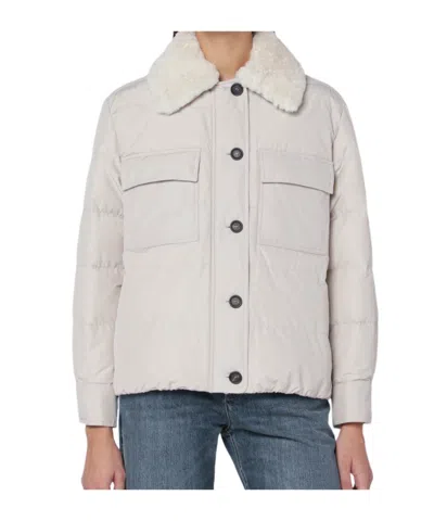 Brunello Cucinelli Light Gray Jacket With Fur Collar In White