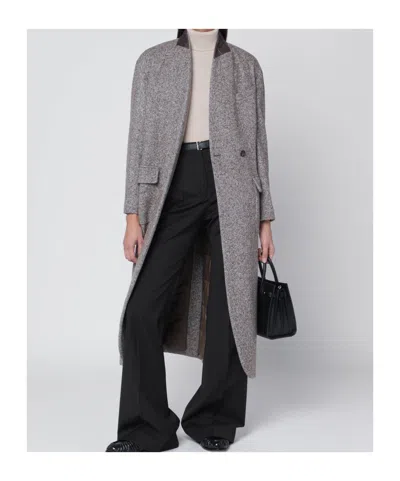 Brunello Cucinelli Wool Blend Padded Coat In Gray