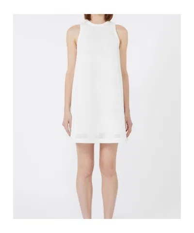 Max Mara Flared Technical Mesh Dress In White