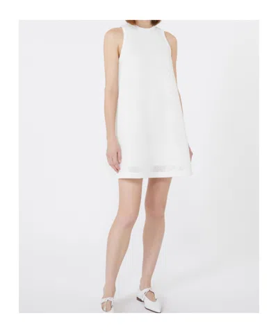 Max Mara Flared Technical Mesh Dress In White