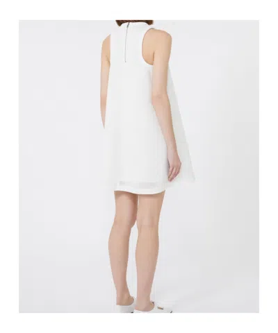 Max Mara Flared Technical Mesh Dress In White