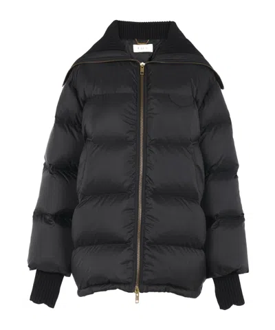 Chloé High-neck Puffer Jacket In Shiny Nylon In Black
