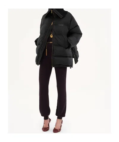 Chloé High-neck Puffer Jacket In Shiny Nylon In Black