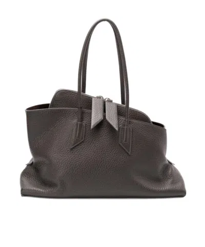 Attico Medium Structured Shoulder Bag With Double Handles In Black