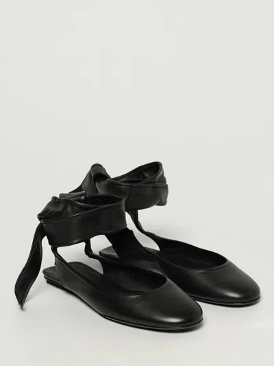 Attico Leather Pointed Toe Ballerinas In Black