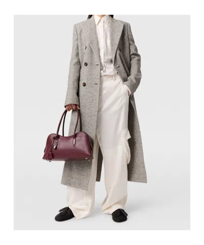 Stella Mccartney Double-breasted Tweed-pattern Coat In Gray