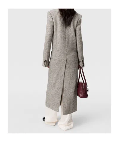 Stella Mccartney Double-breasted Tweed-pattern Coat In Gray