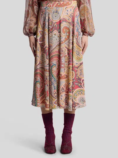 Etro Skirt In Wool Blend In Brown