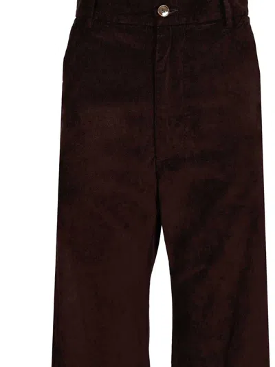 Barena Venezia Pantalone Nini Sofa 55 Cot 43 Visc 2 Elastan Trousers Brown In Burgundy