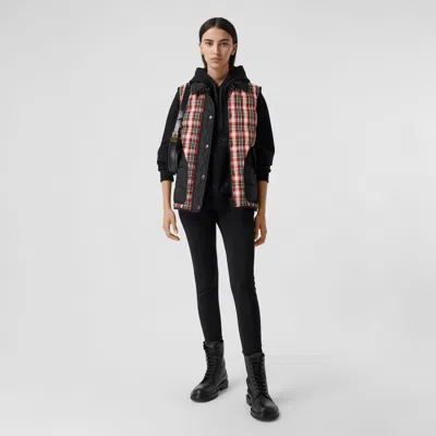 Burberry Quilted Tartan Puffer Gilet In Black
