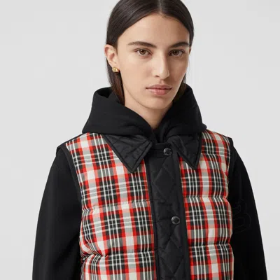 Burberry Quilted Tartan Puffer Gilet In Black