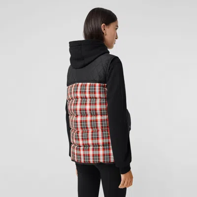 Burberry Quilted Tartan Puffer Gilet In Black