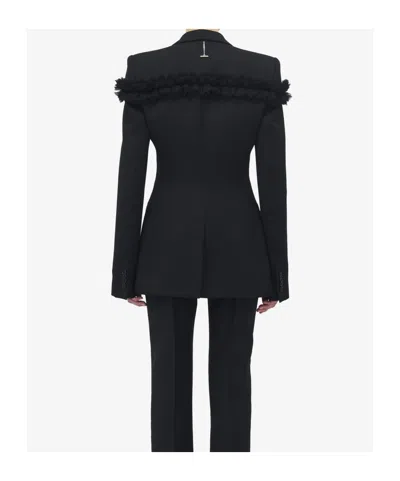 Alexander Mcqueen Ruffle Single-breasted Wrap Blazer Jacket In Black