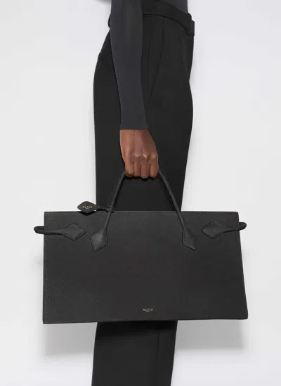 Alaïa Le Teckel Nubuck Leather Tote Bag In Black