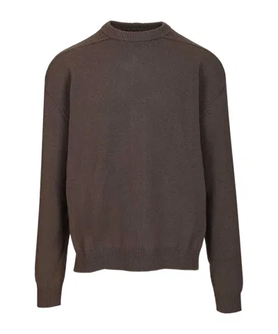 Rick Owens Round Neck Knitted Top In Brown