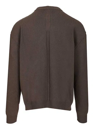 Rick Owens Round Neck Knitted Top In Brown
