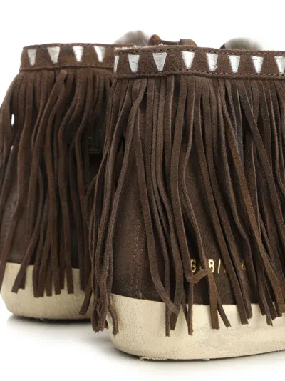 Golden Goose Francy With Fringes Suede Upper Toe Tongue And Fringes Glitter Star Sneakers Multicolor In Brown