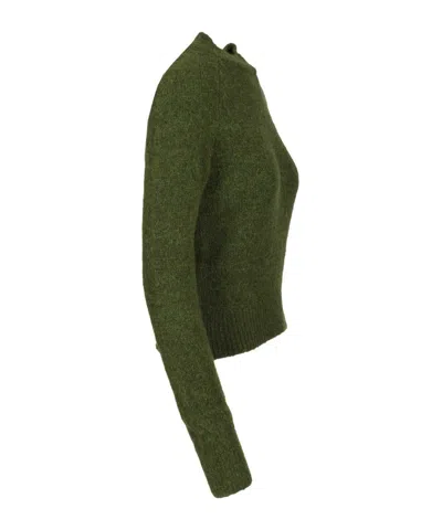 Dries Van Noten Textured Knit Pullover Raglan Sleeves In Green
