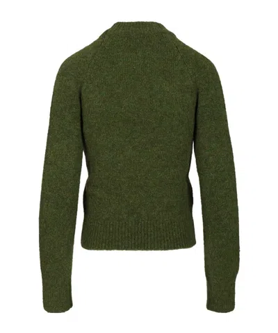 Dries Van Noten Textured Knit Pullover Raglan Sleeves In Green