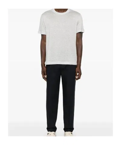 Eleventy Navy Blue Linen Trousers In Black