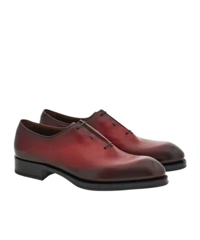 Ferragamo Man Oxford With Covered Laces In Flame Red