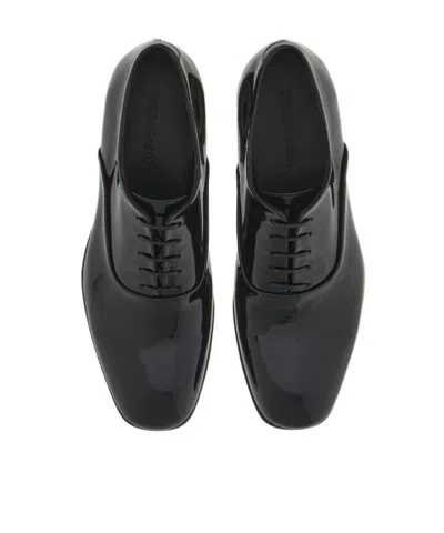 Ferragamo Patent-finish Oxford Shoes In Black