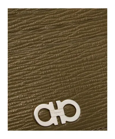 Ferragamo Gancini Credit Card Holder In New Olive Caffe