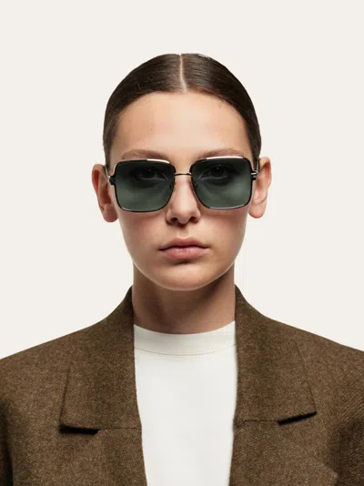 Ferragamo Gancini 57mm Modified Rectangular Sunglasses In Green