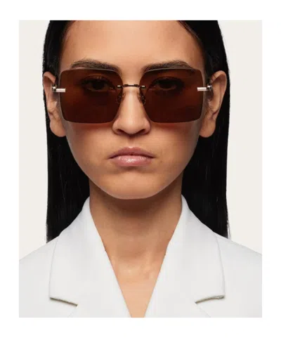 Ferragamo Prisma 60mm Rectangular Sunglasses In Brown