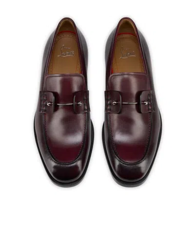 Christian Louboutin Chambelimoc Leather Loafers In Red