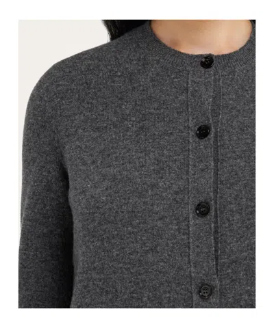 Ferragamo Dark Grey Stretch Cashmere Blend Cardigan In Gray