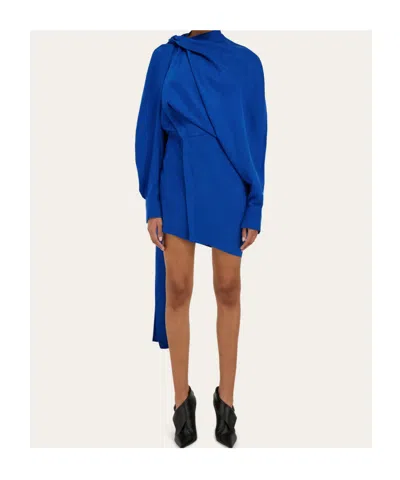 Ferragamo Electric Blue Asymmetric Mini Dress