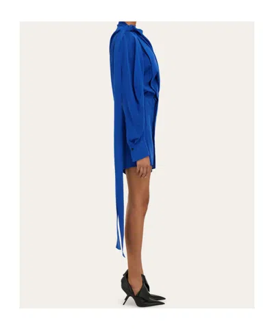 Ferragamo Electric Blue Asymmetric Mini Dress