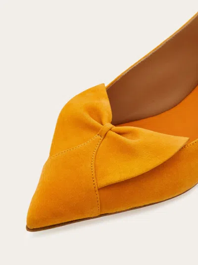 Ferragamo Soft Bow Ballet Flat In Yellow