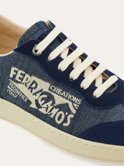 Ferragamo Logo-print Low-top Sneakers In Blue