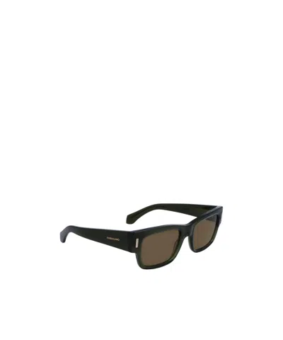 Ferragamo Rivets 53mm Rectangular Sunglasses In Green