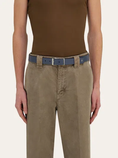 Ferragamo Reversible Leather Belt In Gray