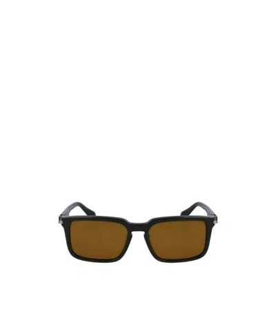 Ferragamo Dark Green Acetate Sunglasses In Black