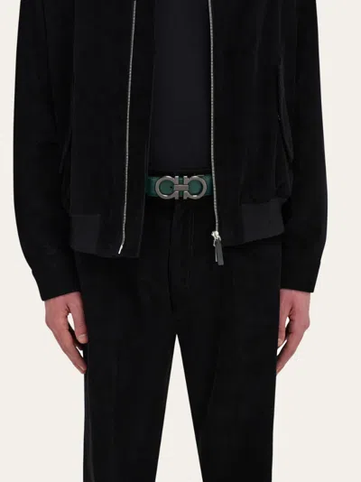 Ferragamo Reversible And Adjustable Gancini Belt In Green