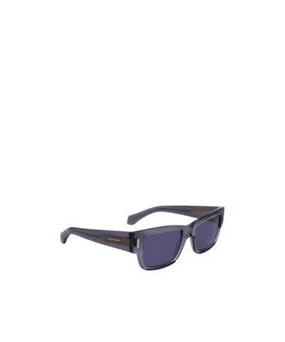 Ferragamo Rivets 53mm Rectangular Sunglasses In Gray
