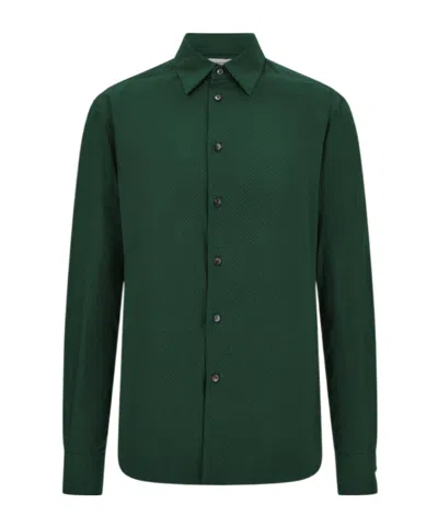 Ferragamo Micro-patterned Shirt In Green