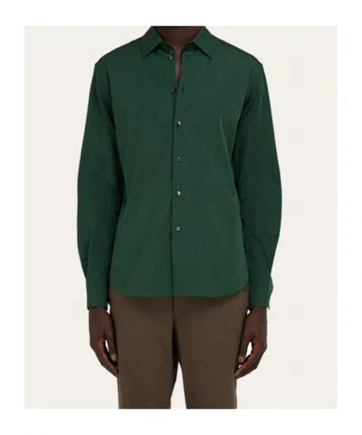 Ferragamo Micro-patterned Shirt In Green