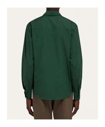 Ferragamo Micro-patterned Shirt In Green