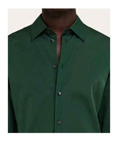 Ferragamo Micro-patterned Shirt In Green