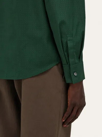 Ferragamo Micro-patterned Shirt In Green