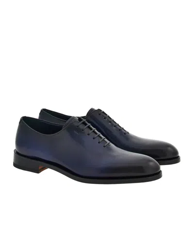 Ferragamo Gradient Leather Oxford Shoes In Blue
