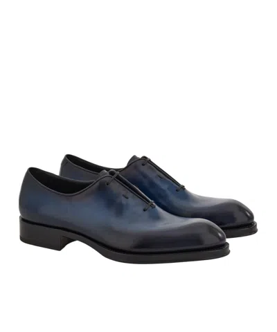 Ferragamo Tramezza Oxford With Covered Laces In Blue