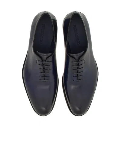 Ferragamo Gradient Leather Oxford Shoes In Blue