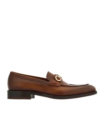 Ferragamo Loafer With Gancini Buckle In Brown